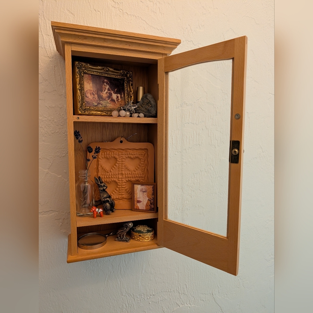 Vintage Small Wooden Curio Cabinet